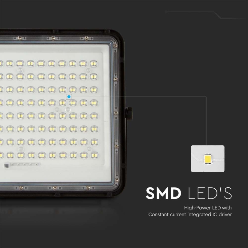 LED Spoljašnji solarni reflektor LED/20W/3,2V 6400K crno IP65 + Daljinski upravljač
