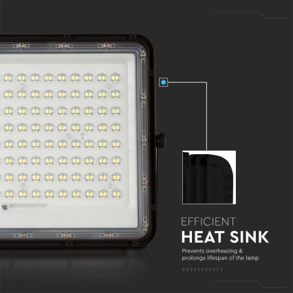 LED Spoljašnji solarni reflektor LED/20W/3,2V 6400K crno IP65 + Daljinski upravljač