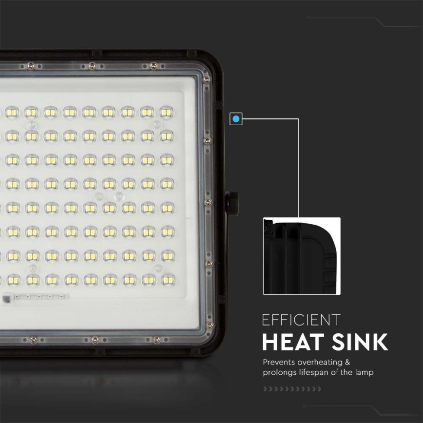 LED Spoljašnji solarni reflektor LED/20W/3,2V 6400K crno IP65 + Daljinski upravljač