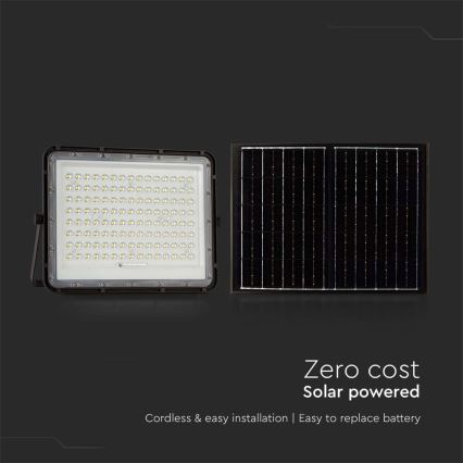 LED Spoljašnji solarni reflektor LED/20W/3,2V 6400K crno IP65 + Daljinski upravljač