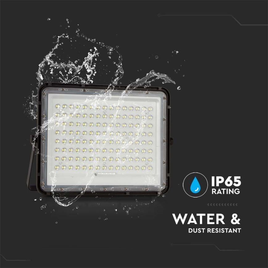 LED Spoljašnji solarni reflektor LED/20W/3,2V 6400K crno IP65 + Daljinski upravljač