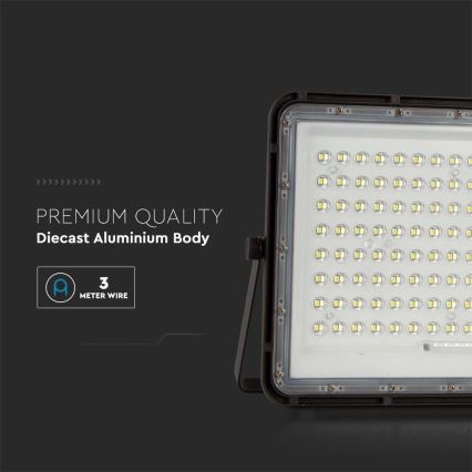 LED Spoljašnji solarni reflektor LED/20W/3,2V 6400K crno IP65 + Daljinski upravljač