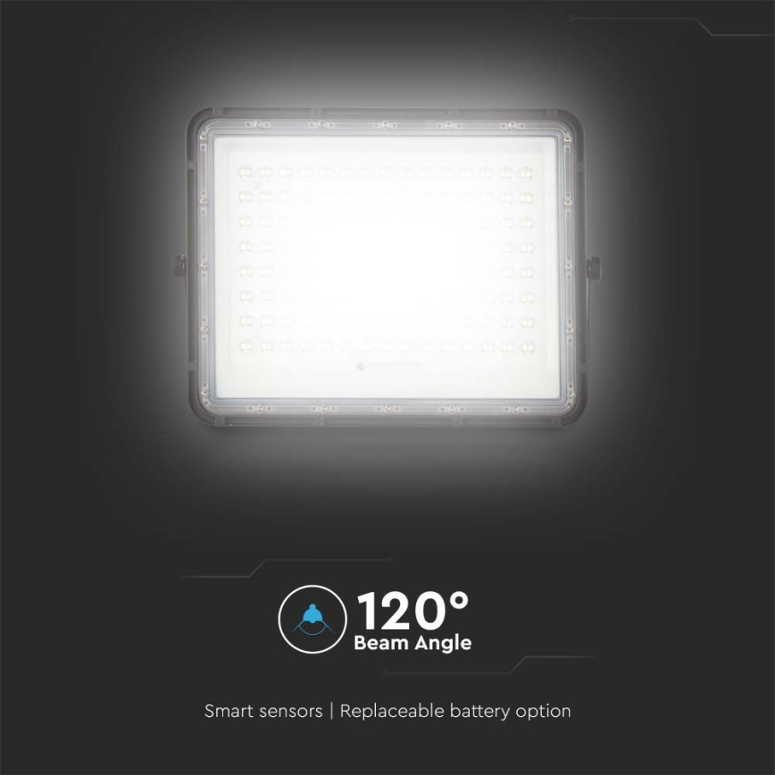 LED Spoljašnji solarni reflektor LED/20W/3,2V 6400K crno IP65 + Daljinski upravljač