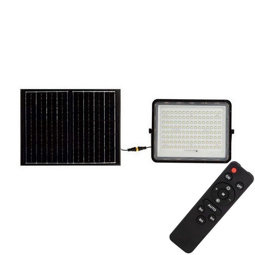LED Spoljašnji solarni reflektor LED/20W/3,2V 6400K crno IP65 + Daljinski upravljač