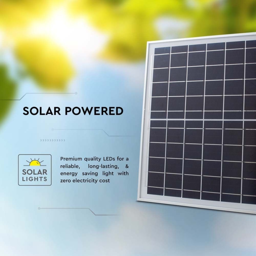 LED Spoljašnji solarni reflektor LED/20W/3,2V IP65 6400K + Daljinski upravljač