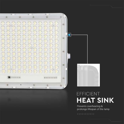 LED Spoljašnji solarni reflektor LED/30W/3,2V 4000K bela IP65 + Daljinski upravljač