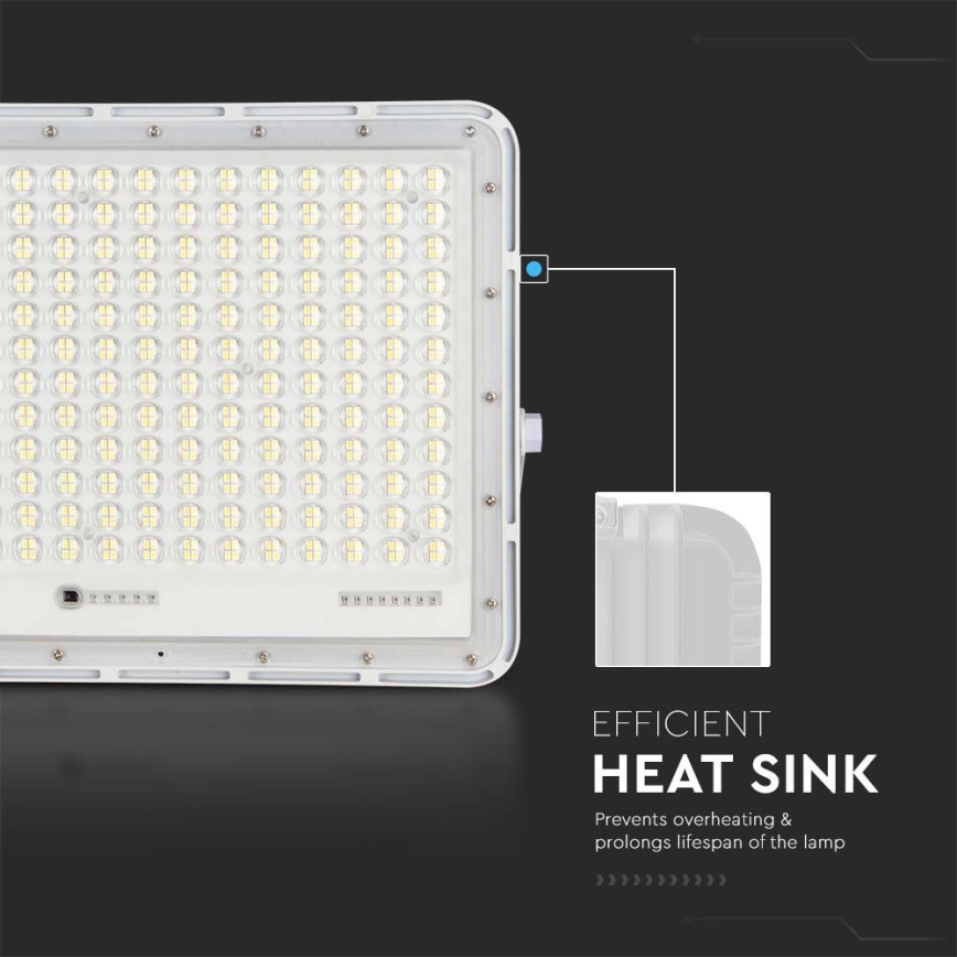 LED Spoljašnji solarni reflektor LED/30W/3,2V 4000K bela IP65 + Daljinski upravljač