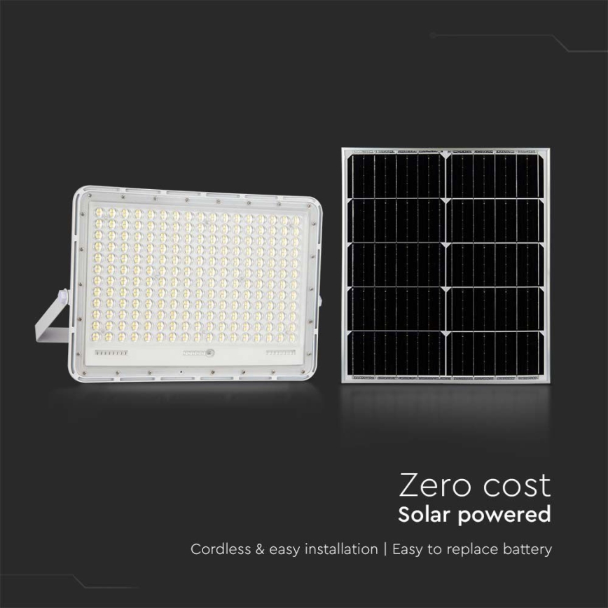LED Spoljašnji solarni reflektor LED/30W/3,2V 4000K bela IP65 + Daljinski upravljač