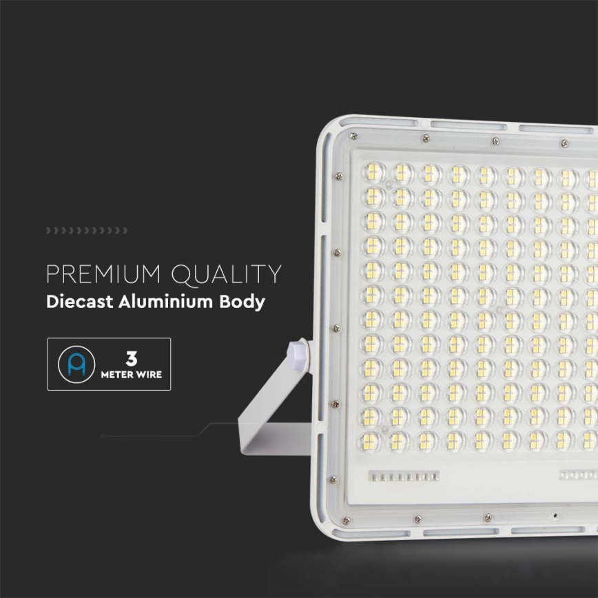 LED Spoljašnji solarni reflektor LED/30W/3,2V 4000K bela IP65 + Daljinski upravljač