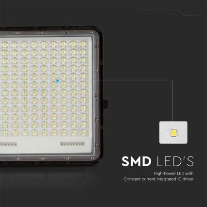 LED Spoljašnji solarni reflektor LED/30W/3,2V 4000K crno IP65 + Daljinski upravljač