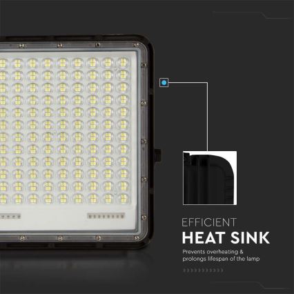 LED Spoljašnji solarni reflektor LED/30W/3,2V 4000K crno IP65 + Daljinski upravljač