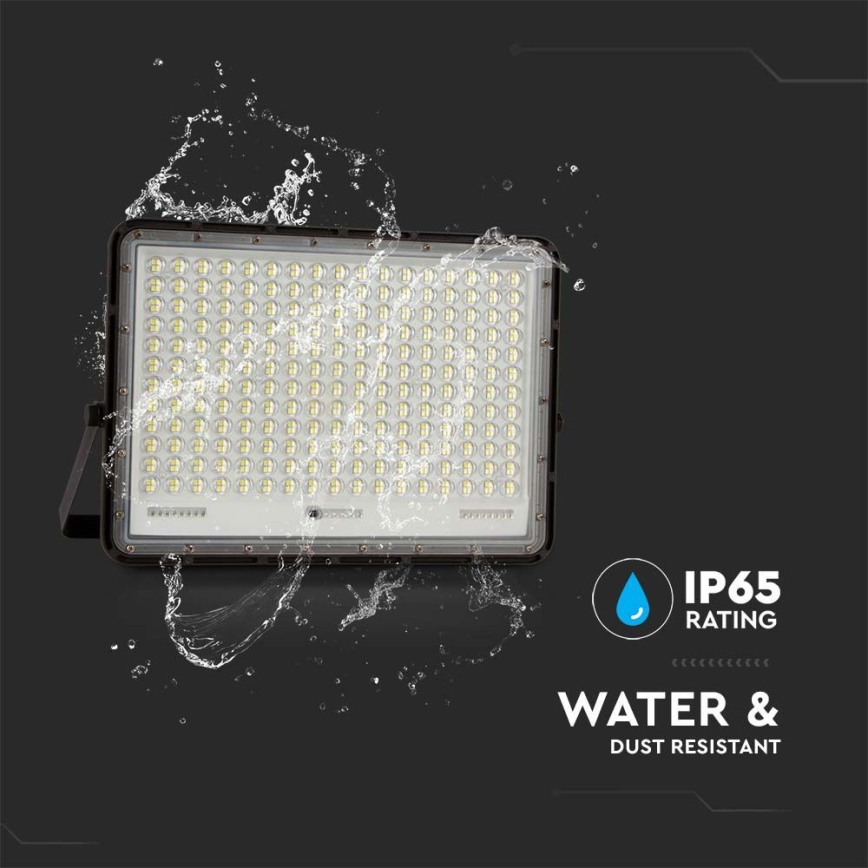 LED Spoljašnji solarni reflektor LED/30W/3,2V 4000K crno IP65 + Daljinski upravljač