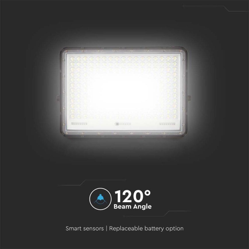 LED Spoljašnji solarni reflektor LED/30W/3,2V 4000K crno IP65 + Daljinski upravljač