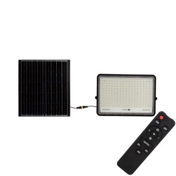 LED Spoljašnji solarni reflektor LED/30W/3,2V 4000K crno IP65 + Daljinski upravljač