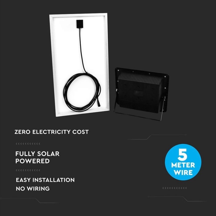 LED Spoljašnji solarni reflektor LED/40W/10V IP65 6000K + Daljinski upravljač