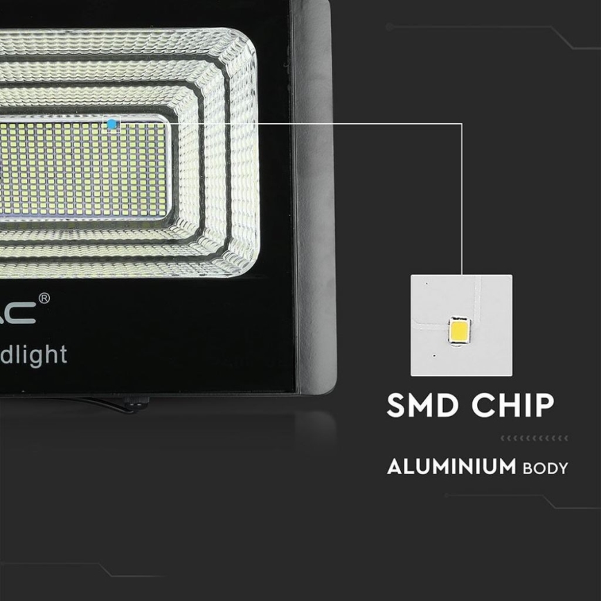 LED Spoljašnji solarni reflektor LED/40W/10V IP65 6000K + Daljinski upravljač