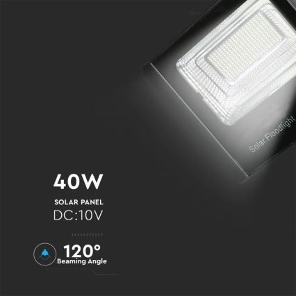 LED Spoljašnji solarni reflektor LED/40W/10V IP65 6000K + Daljinski upravljač