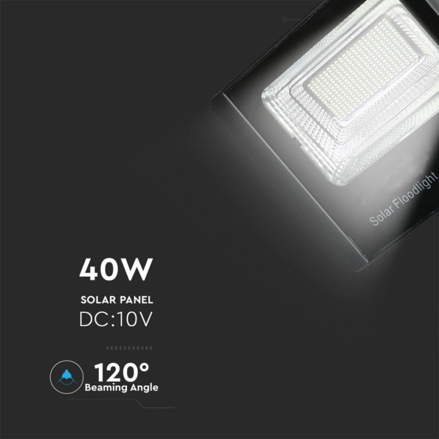 LED Spoljašnji solarni reflektor LED/40W/10V IP65 6000K + Daljinski upravljač