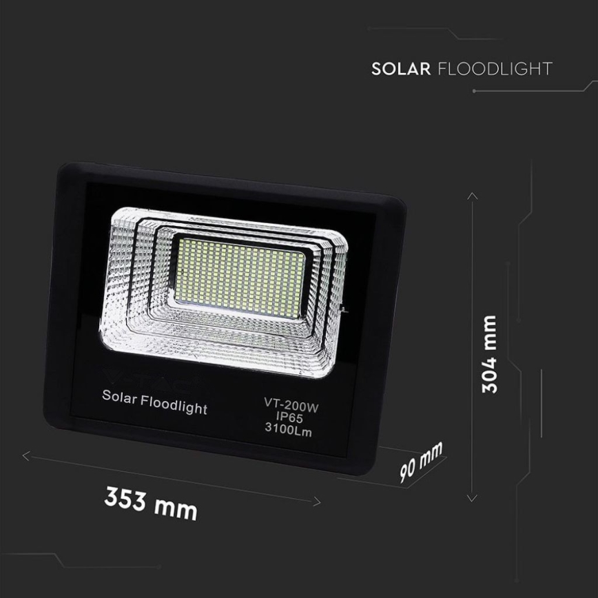 LED Spoljašnji solarni reflektor LED/40W/10V IP65 6000K + Daljinski upravljač