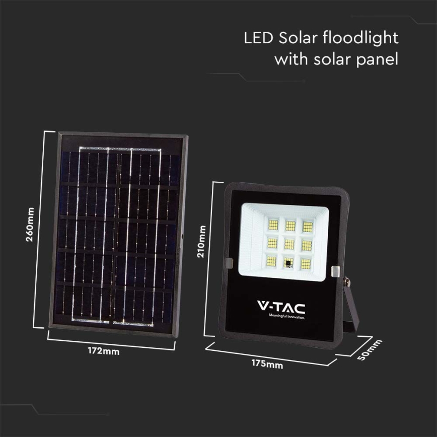 LED Spoljašnji solarni reflektor LED/6W/3,2V 4000K IP65 5000 mAh + Daljinski upravljač