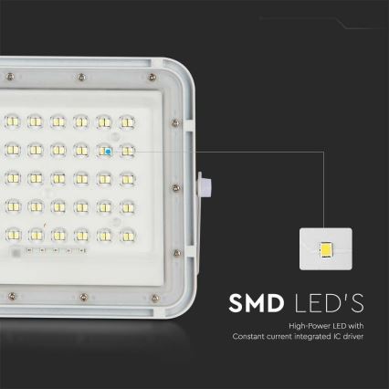 LED Spoljašnji prigušivi solarni reflektor LED/6W/3,2V IP65 4000K bela + Daljinski upravljač