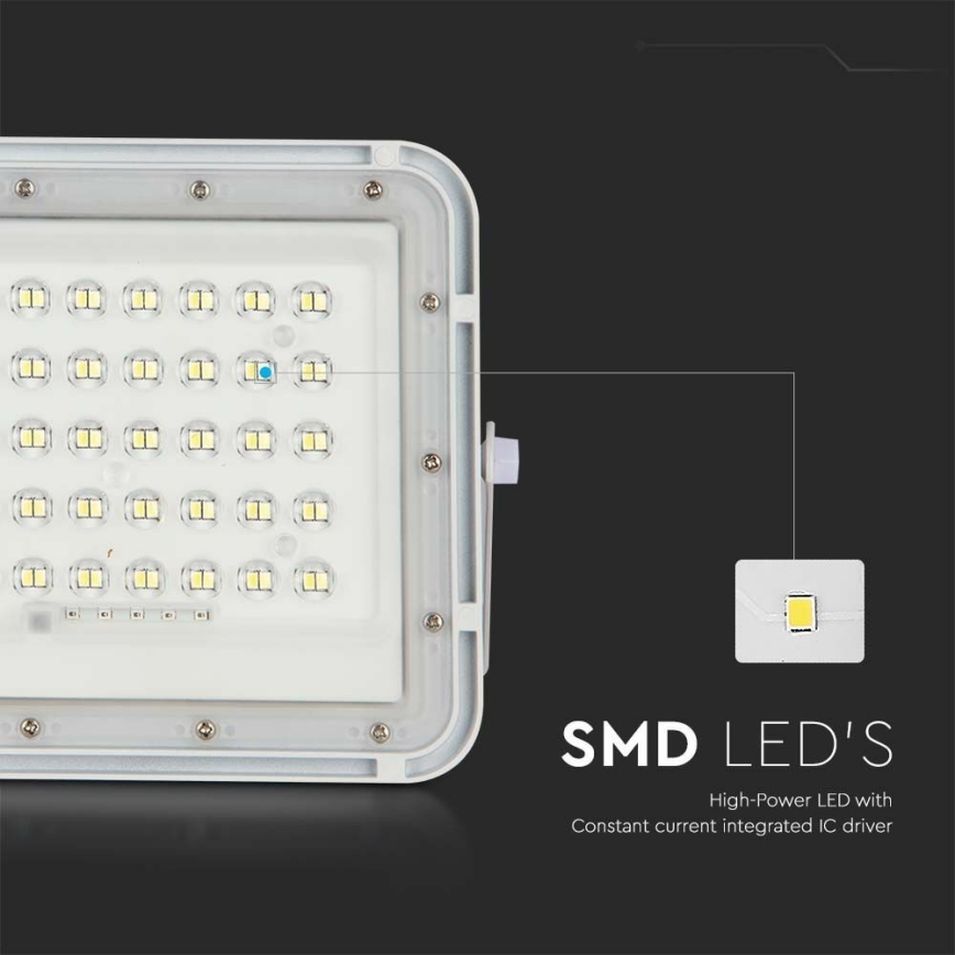 LED Spoljašnji prigušivi solarni reflektor LED/6W/3,2V IP65 4000K bela + Daljinski upravljač