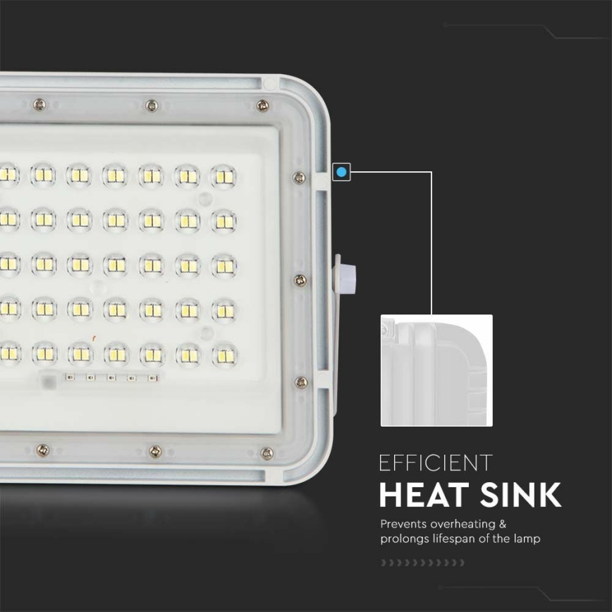 LED Spoljašnji prigušivi solarni reflektor LED/6W/3,2V IP65 4000K bela + Daljinski upravljač
