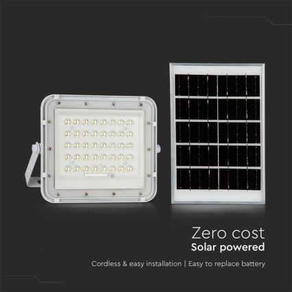 LED Spoljašnji prigušivi solarni reflektor LED/6W/3,2V IP65 4000K bela + Daljinski upravljač
