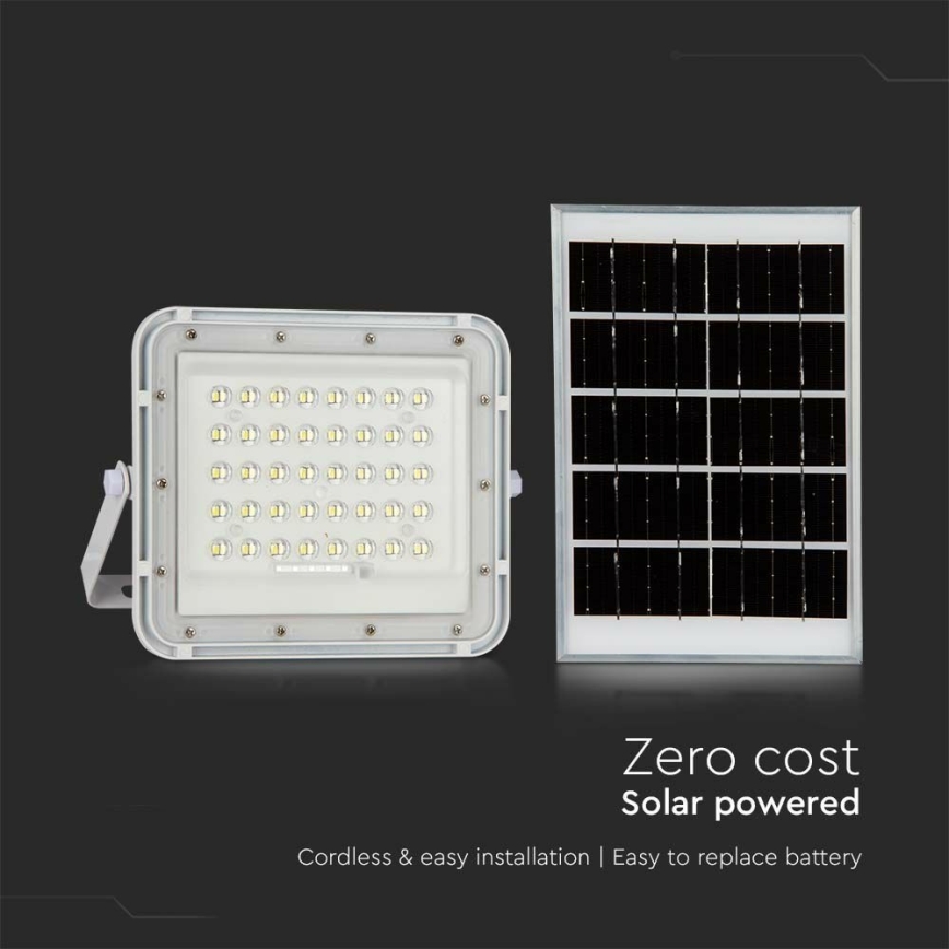 LED Spoljašnji prigušivi solarni reflektor LED/6W/3,2V IP65 4000K bela + Daljinski upravljač