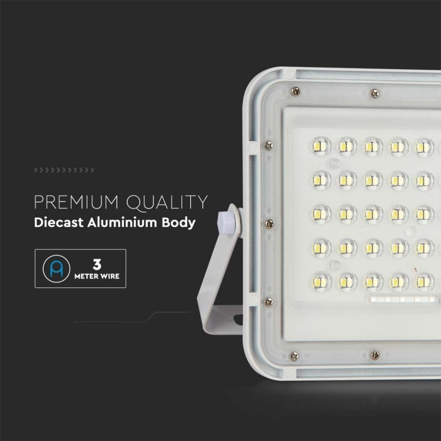 LED Spoljašnji prigušivi solarni reflektor LED/6W/3,2V IP65 4000K bela + Daljinski upravljač
