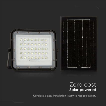LED Spoljašnji prigušivi solarni reflektor LED/6W/3,2V IP65 4000K crno + Daljinski upravljač