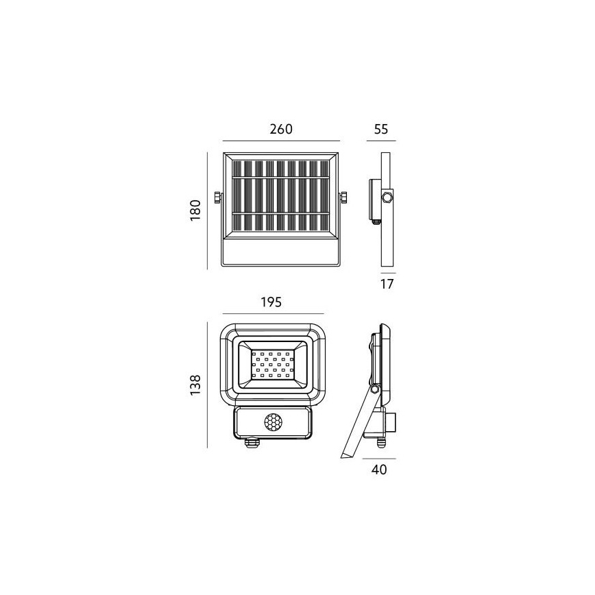 LED Spoljašnji solarni reflektor sa senzorom LED/20W/3,7V 6500K IP65 4400 mAh
