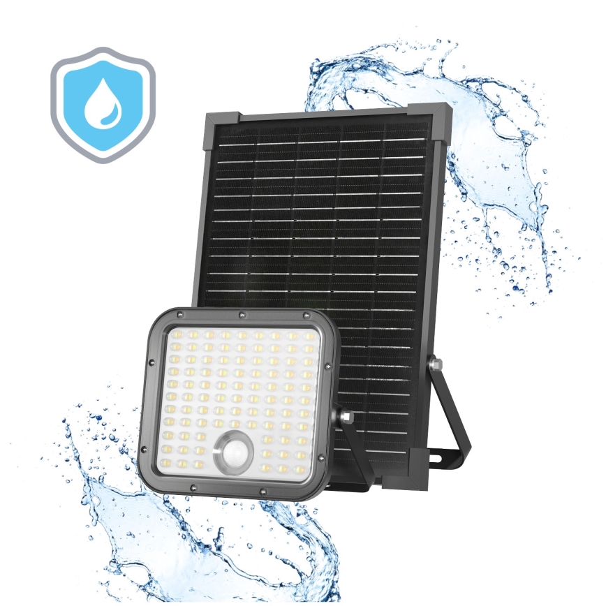 LED Spoljašnji solarni reflektor sa senzorom LED/30W/6,4V IP65 3000/4000K + Daljinski upravljač