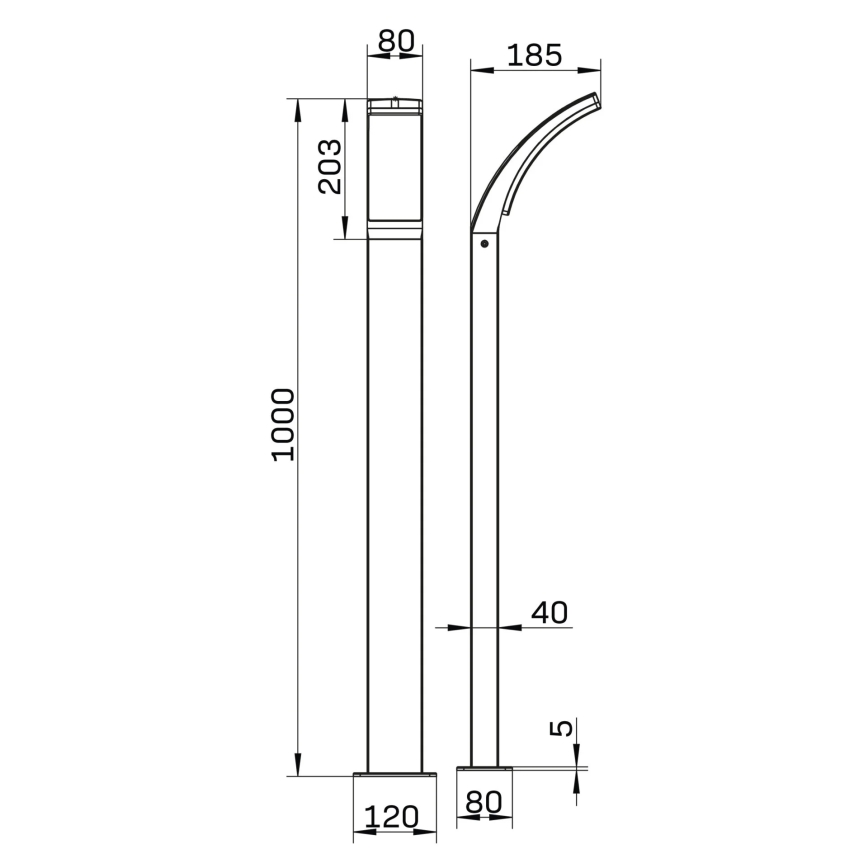 LED Spoljna lampa AMY LED/12W/230V 100 cm IP44 crno