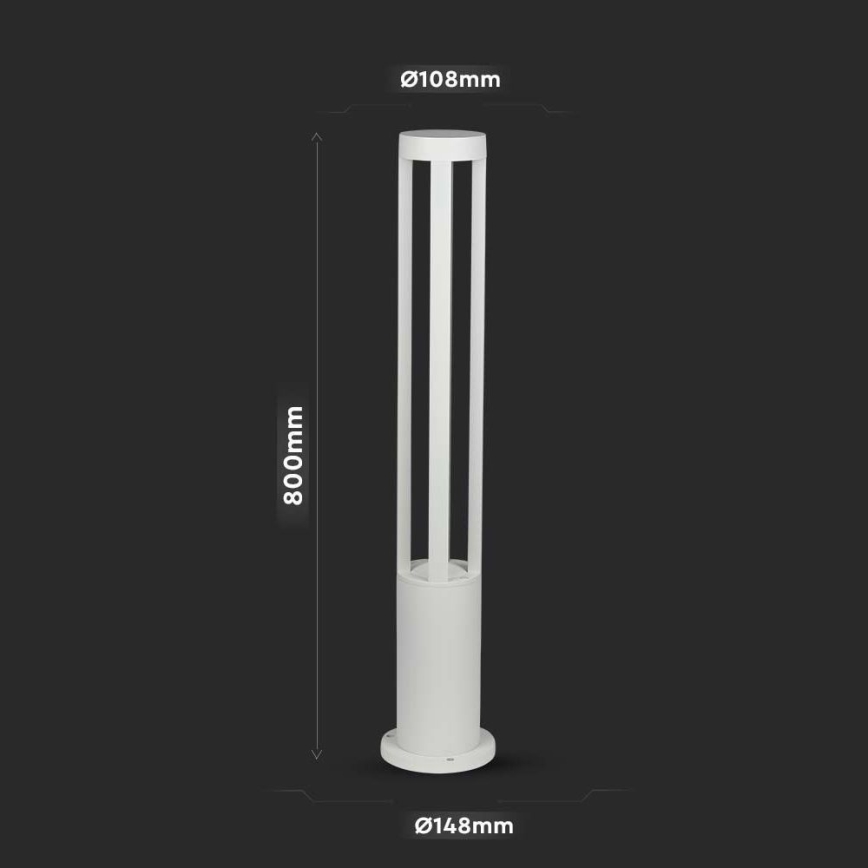 LED Spoljna lampa LED/10W/230V 80cm 3000K IP65 bela