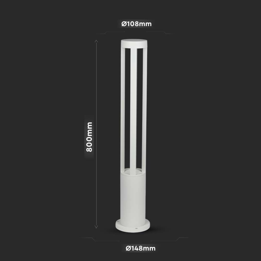 LED Spoljna lampa LED/10W/230V 80cm 4000K IP65 bela