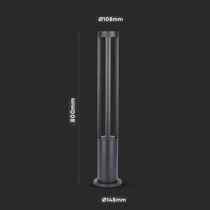 LED Spoljna lampa LED/10W/230V 80cm 6400K IP65 crno