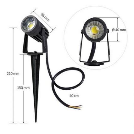 LED Spoljna lampa LED/3W/230V 2800K IP67 crno