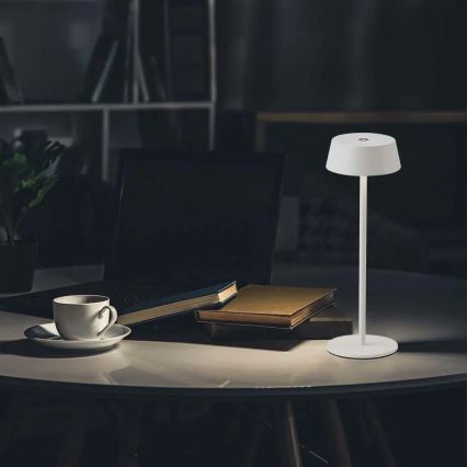 LED spoljašnja prigušiva stona lampa na dodir, punjiva, LED/2W/5V 4400 mAh IP54, bela