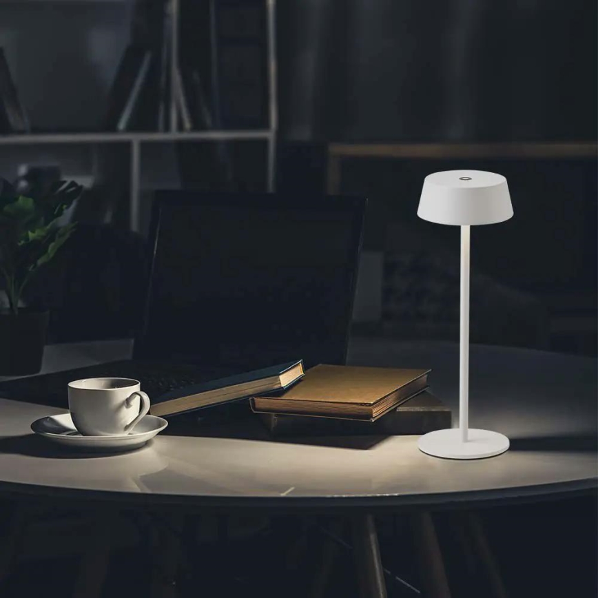 LED spoljašnja prigušiva stona lampa na dodir, punjiva, LED/2W/5V 4400 mAh IP54, bela