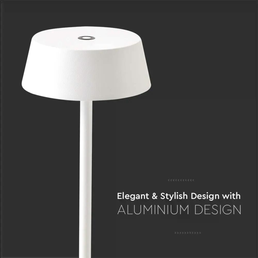 LED spoljašnja prigušiva stona lampa na dodir, punjiva, LED/2W/5V 4400 mAh IP54, bela