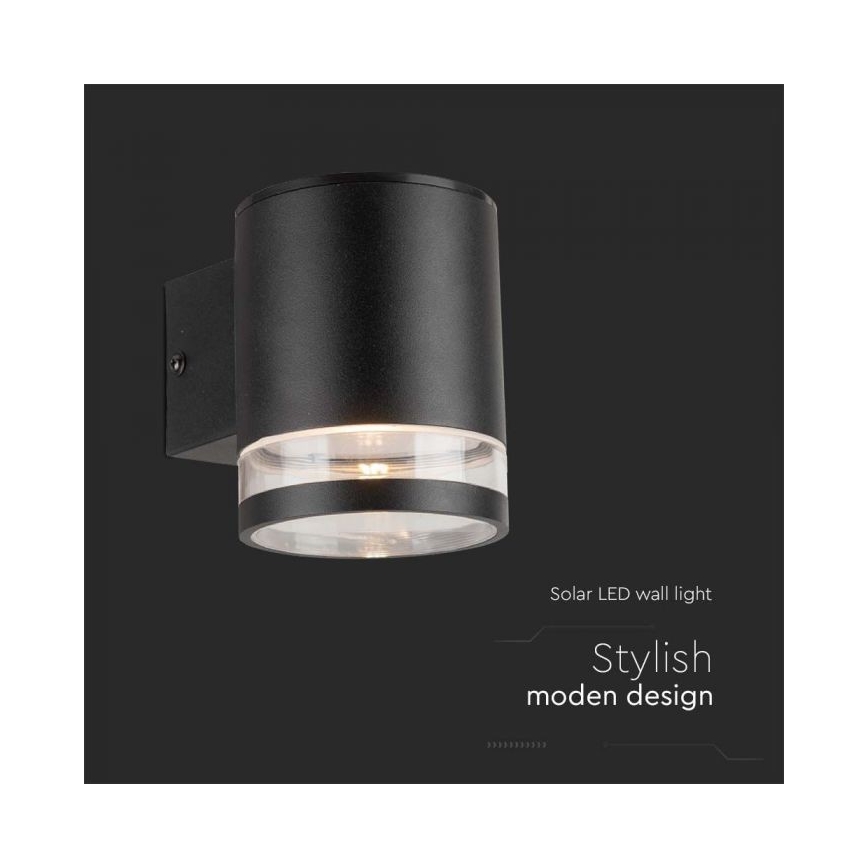 LED Spoljna solarna zidna svetiljka LED/1W/3,7V 3000K IP54 1200 mAh crno