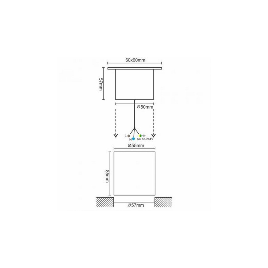 LED spoljna ugradna svetiljka za prilaz LED/4W/85-264V IP67 4000K