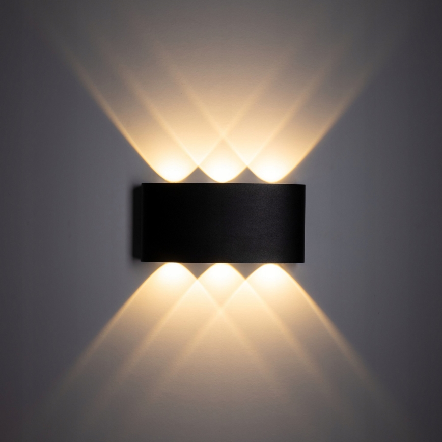 LED Spoljna zidna lampa ARROW 6xLED/1W/230V IP54 crno