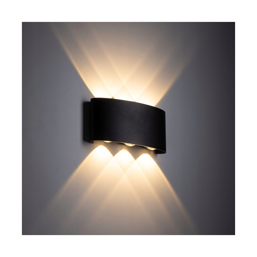 LED Spoljna zidna lampa ARROW 6xLED/1W/230V IP54 crno