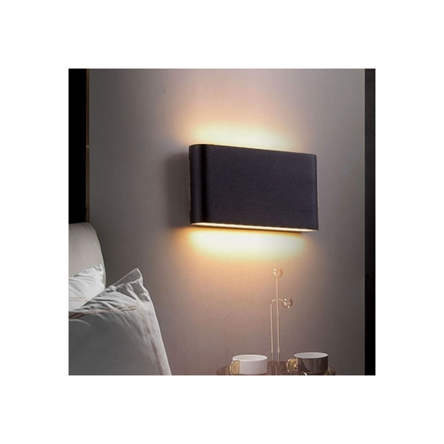 LED Spoljna zidna lampa FLOW 2xLED/6W/230V IP54 3000K crno