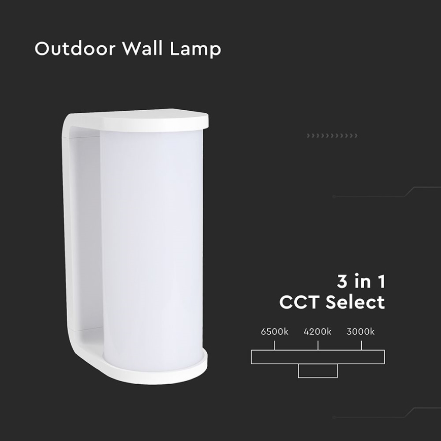 LED Spoljna zidna lampa LED/12W/230V 3000/4200/6500K IP65 bela