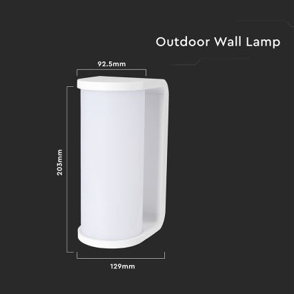 LED Spoljna zidna lampa LED/12W/230V 3000/4200/6500K IP65 bela