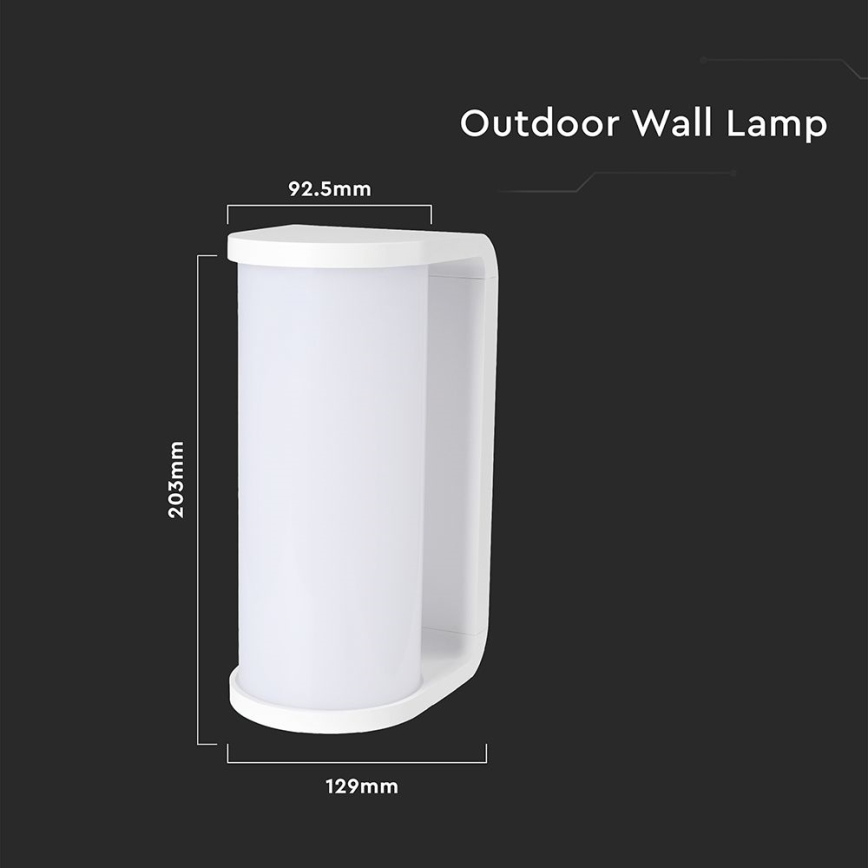 LED Spoljna zidna lampa LED/12W/230V 3000/4200/6500K IP65 bela