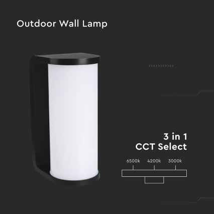 LED Spoljna zidna lampa LED/12W/230V 3000/4200/6500K IP65 crno